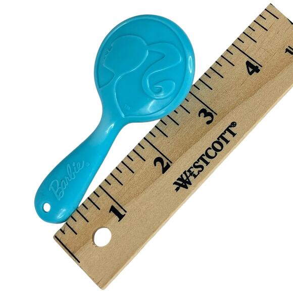 VTG Blue BARBIE BRUSH 3.5" Plastic 50's Barbie Head Logo and "Barbie" Handle - Picture 1 of 6